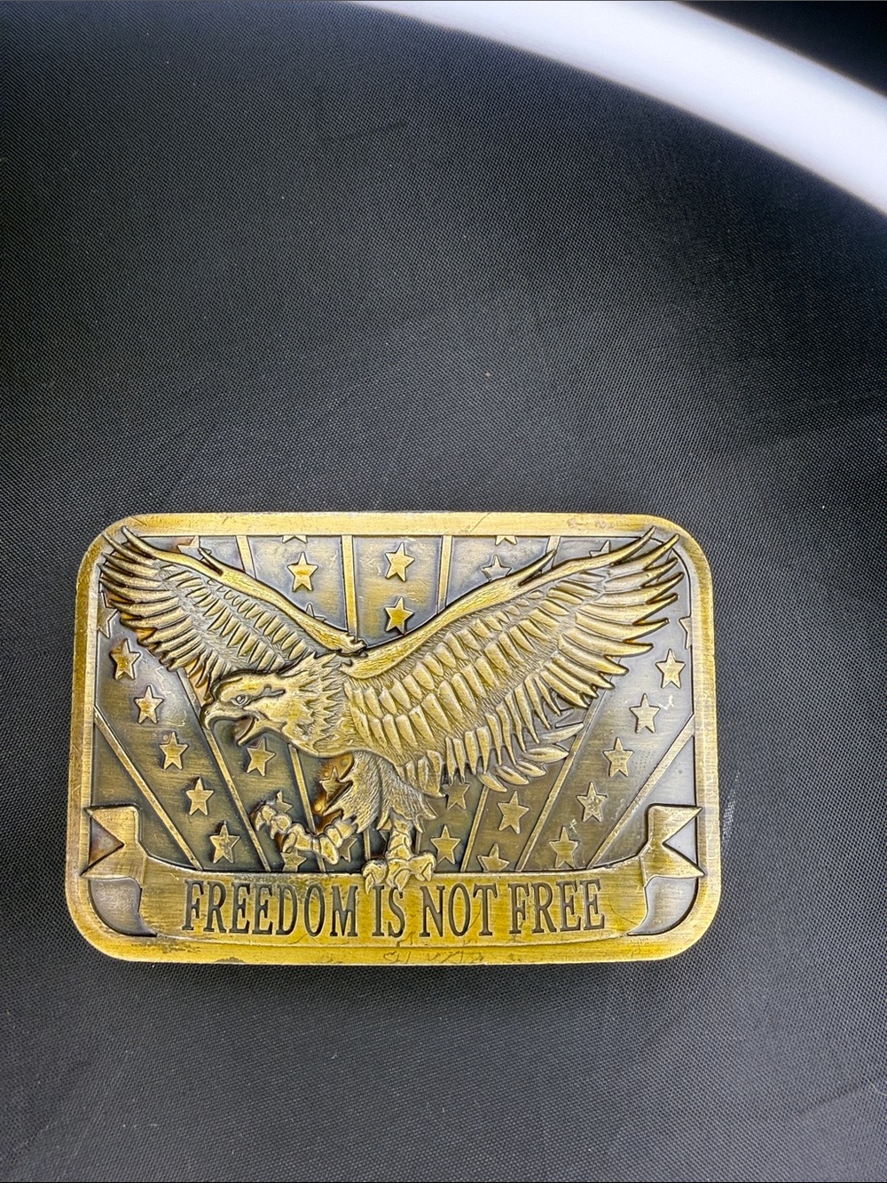 Buckle Brass-Tone Eagle "Freedom Is Not Free" Belt Buckle
